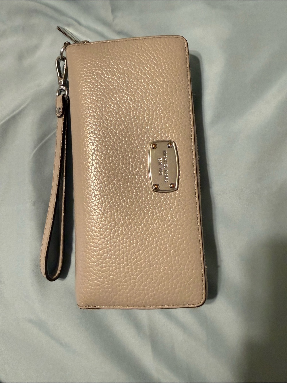 Michael Kors Pebbled Leather Wristlet in Light Grey